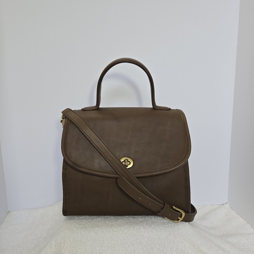 Vtg Coach Manor #9977 Taupe Convertible Top Handle Crossbody Bag Hangtag Rare - Picture 8 of 16
